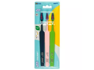 TEPE dantų šepetėlių rinkinys COLOUR, minkšti, 3 vnt.