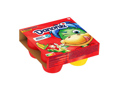 Varškė DANONKI, braškių, vanilės, ban. sk., 4x90g, 2,5%rieb., 360 g