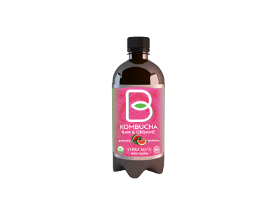 Ekol. YERBA MATE arbatos gėrimas KOMBUCHA, arbūzų skonio, 400 ml