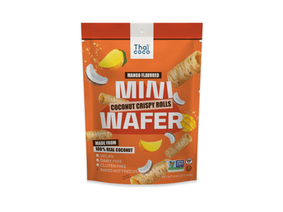 Kokosiniai traškūs vafliai be glitimo, mangų skonio, 140 g