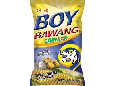Kepinti kukurūzai BOY BAWANG, česnakų skonio, 90 g
