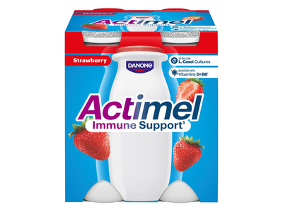 Jogurt.gėrimas ACTIMEL vaisinis arba braškių skonio, 4x100 g/pak.