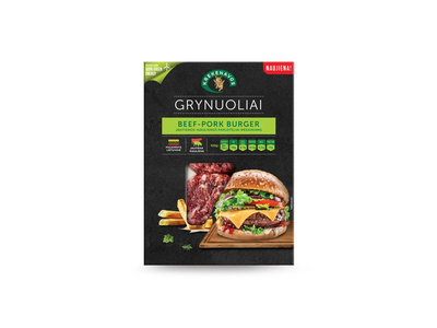 Kiaulienos ir jautienos burgerių paplotėliai GRYNUOLIAI, 220 g