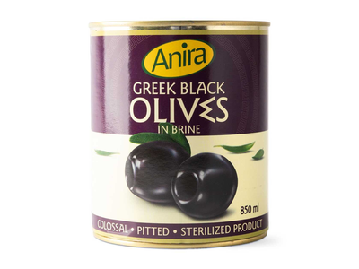 Graikiškos juodosios alyvuogės be kauliukų ANIRA, 850ml