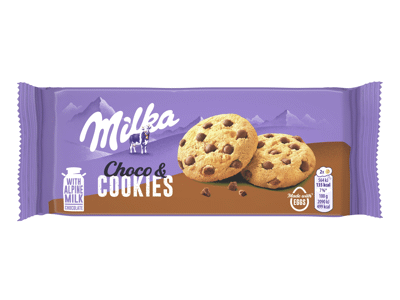 Sausainiai MILKA CHOCO COOKIES su pieninio šokolado gabal., 135 g