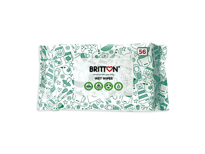 Drėgnos servetėlės BRITTON, 56 vnt