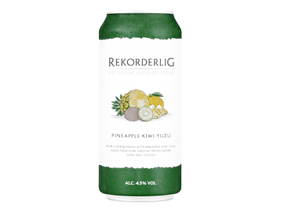 Sidras REKORDERLIG, Pineapple Kiwi Yuzu, 4,5%, 0,5 l, skardinė