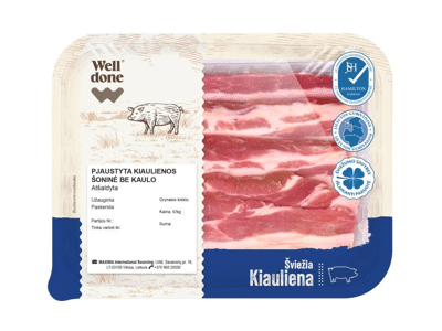 Šviežia plonai pjaustyta kiaulienos šoninė WELL DONE, 300 g, 300 g