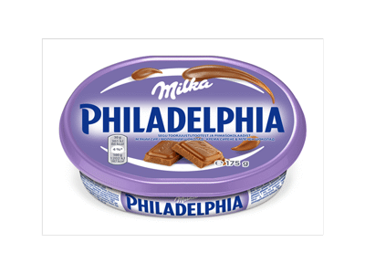 Tepamasis sūris PHILADELPHIA MILKA su šokoladu, 13 % rieb., 175 g