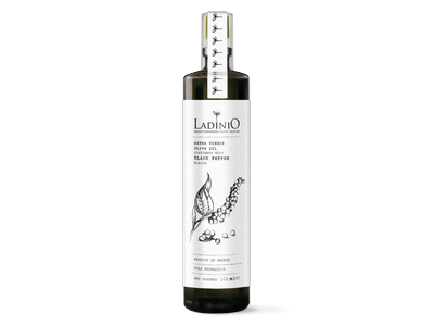 Purškiamas alyvuogių aliejus LADINIO Extra Virgin, su juodaisiais pipirais, 200 ml