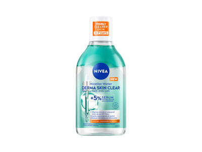 NIVEA DERMA SKIN CLEAR MICELINIS VANDUO Į BĖRIMUS LINKUSIAI ODAI SU 5% SERUMO 400 ml