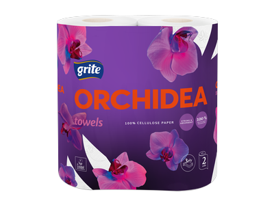 Popieriniai rankšluosčiai GRITE Orchidea, 3 sluoksnių, 2 vnt x 13,86m