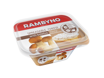 Lydytas RAMBYNO tep. sūrelis su baravykais, 50 % rieb. s. m., 175 g