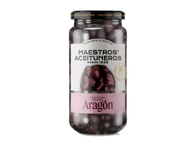 Juodosios alyvuogės Aragon MAESTROS ACEITUNEROS, su kauliuku, 200 g