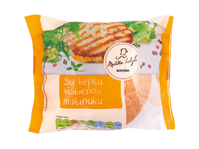 Mėsainis su keptu vištienos maltinuku, 200 g