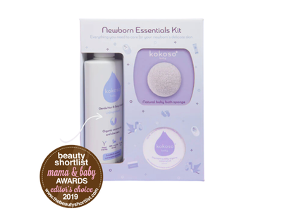 KOKOSO BABY Naujagimio rinkinys, prausiklis 200 ml., kokoso aliejus 70 g., konjako kempinė