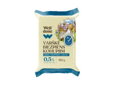 Varškė WELL DONE, 0,5 % rieb., 180 g
