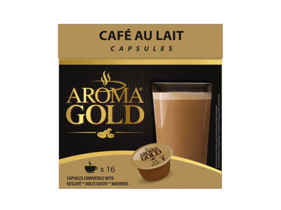 Kavos kapsulės AROMA GOLD CAFE AU LAIT, 160 g