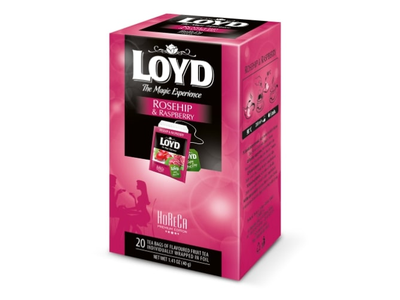 Vaisinė arbata LOYD HORECA line, su erškėtuogėmis ir avietėmis, 20 x 2g