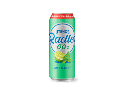 Alaus kokteilis Utenos Radler Lime&Mint Nealk. 0,0% 0,5L sk
