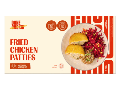 Šaldytas keptas vištienos maltinis DONE COOKIN su mocarela, 290 g