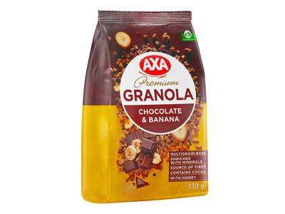 Traški granola su šokol., banan. AXA, 330 g