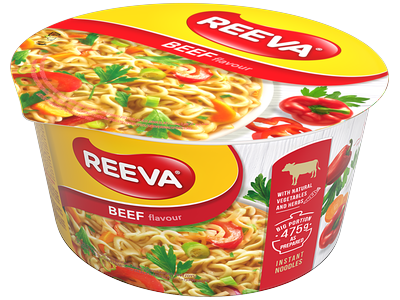 Greitai paruošiami makaronai REEVA, jautienos skonio, 75 g