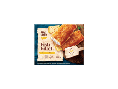 Rudagalvių menkių filė WELL DONE su sūrio padažu, 220 g