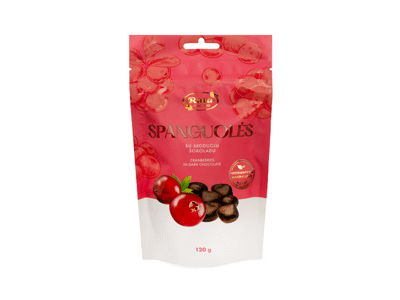 Spanguolės RŪTA su juoduoju šokoladu, 120 g
