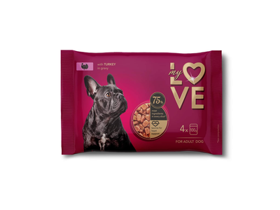 Šunų ėdalas su kalakutiena MY LOVE, 4 x 100 g