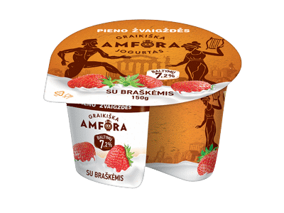 Jogurtas GRAIKIŠKA AMFORA su braškėmis, 3,1% rieb., 150 g
