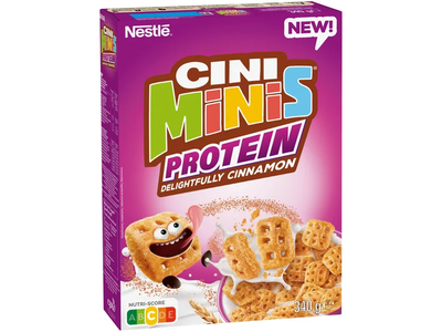Cinamono skonio pusryčių dribsniai su vitaminais ir geležimi NESTLE CINI MINIS PROTEIN, 340 g
