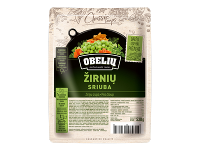 Žirnių sriuba OBELIŲ, su rūkyta kiauliena, 530 g