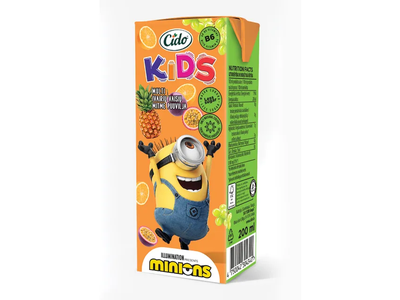 Įvairių vaisių sulčių gėrimas CIDO KIDS Minions (10%), 200 ml