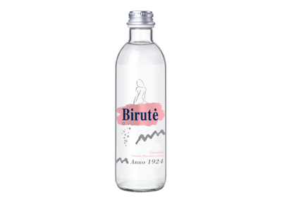 Natūralus mineralinis vanduo BIRUTĖ, gazuotas, stiklinėje taroje, 0,33l.