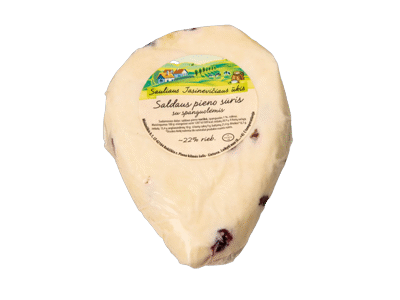S. JASINEVIČIAUS saldaus pieno sūris su spanguolėmis, 22 %, 1 kg
