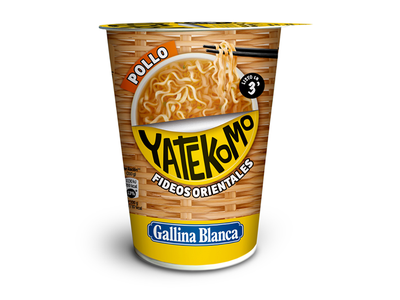 Greitai paruošiami makaronai YATEKOMO, vištienos skonio, puodelyje, 60 g