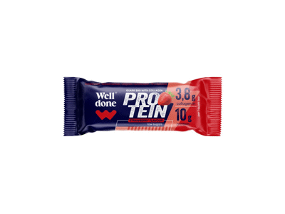Glaistytas braškių skonio varškės sūrelis WELL DONE su kolagenu, 14,2 % rieb., 40 g