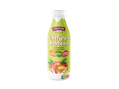 ŽEMAITIJOS kefyro kokteilis su persikais ir linų sėmenimis., 0,4 %, 450 g
