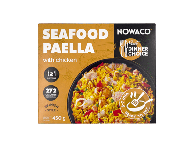 Šaldyta paelija NOWACO BEST DINNER CHOICE su jūrų gėrybėmis, 450 g
