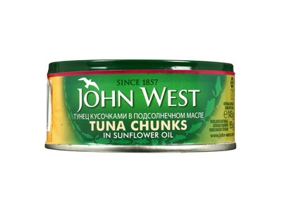 Tunų gabaliukai JOHN WEST aliejuje, 145 g