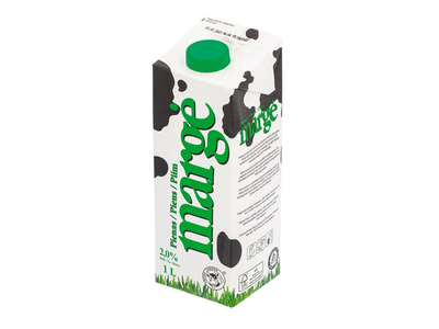 Pienas MARGĖ, UAT, 2,0 % rieb., 1 l