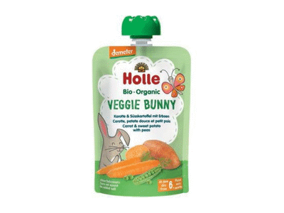Eko  morkų,batatų, žirn. tyrelė HOLLE VEGGIE BUNNY, 6 +mėn., 100g