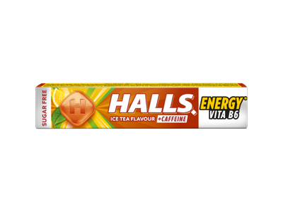 Becukriai juodosios arbatos skonio ledinukai HALLS, su citrina, vitaminu B6 ir kofeinu (0,1%), 32g
