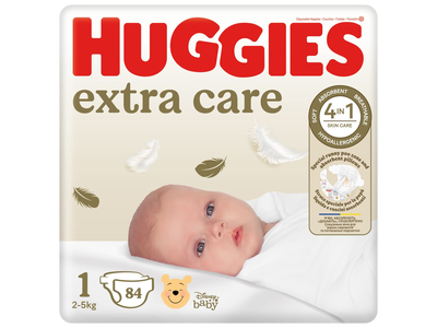 Sauskelnės HUGGIES EXTRA CARE 1, 2-5kg, 84vnt