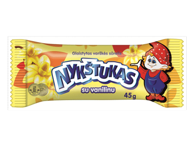 Glaistytas varškės sūrelis NYKŠTUKAS su vanilinu, 24,6% rieb., 45 g