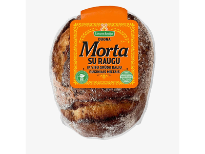 Šviesi duona  MORTA, su raugu ir visų grūdo dalių ruginiais miltais, 500g