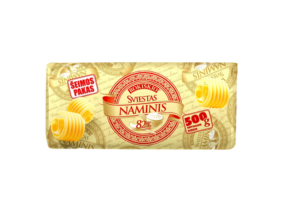 Sviestas ROKIŠKIO NAMINIS, 82 % rieb., 500 g