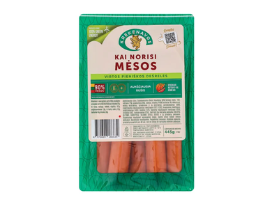Virtos "Kai norisi Mėsos" pieniškos dešrelės dujose 445g