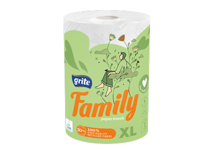 Popieriniai rankšluosčiai GRITE Family XL, 2 sluoksnių, 1 vnt x 45m